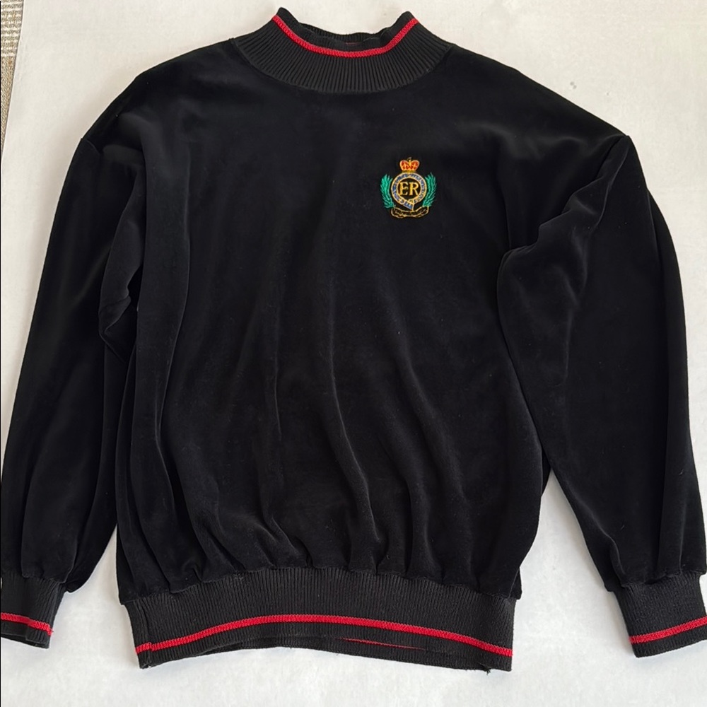Black Sweater with Embroidered Crest